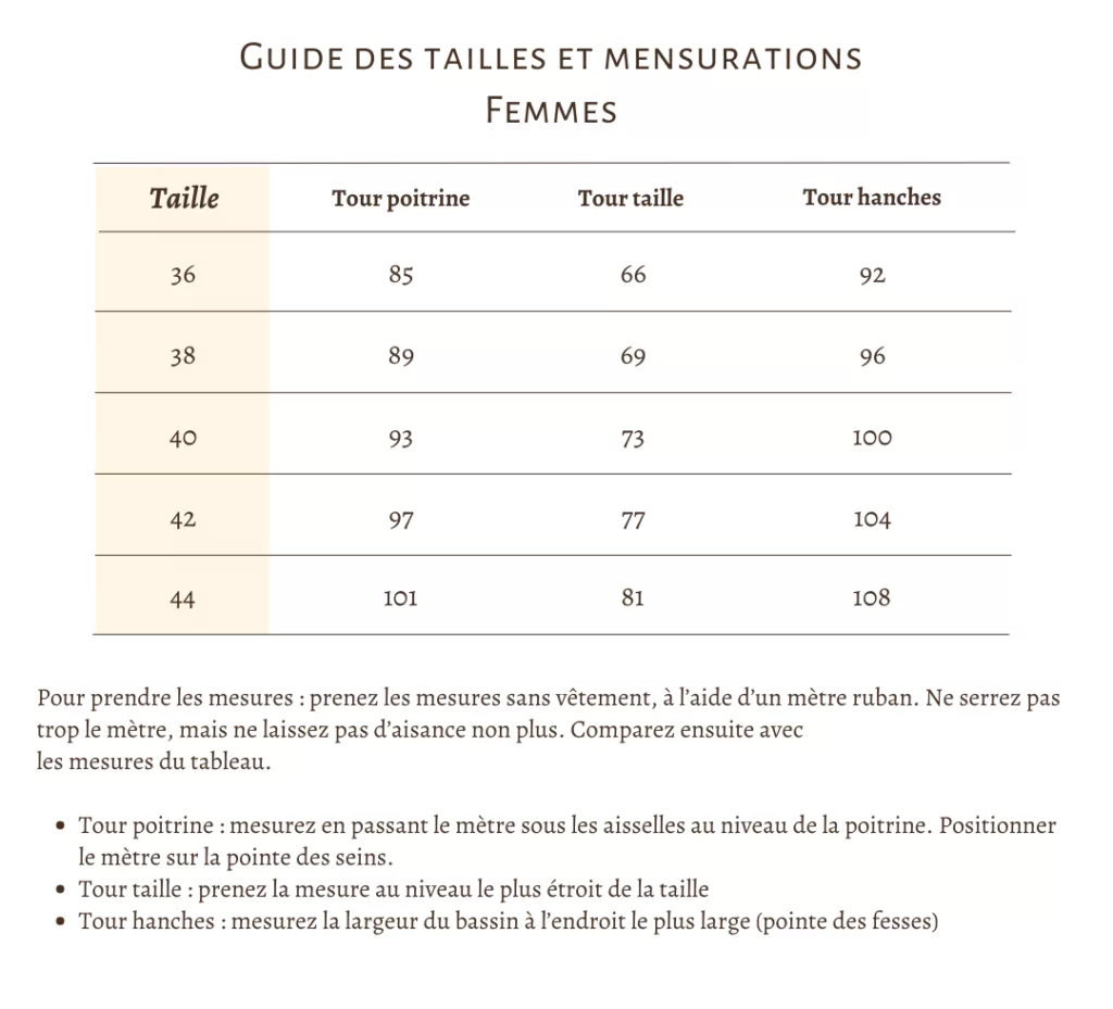 Guide Taille Femme